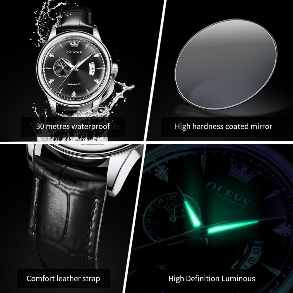 OLEVS 7040 Curved Mirror Automatic Mechanical Watch For Men
