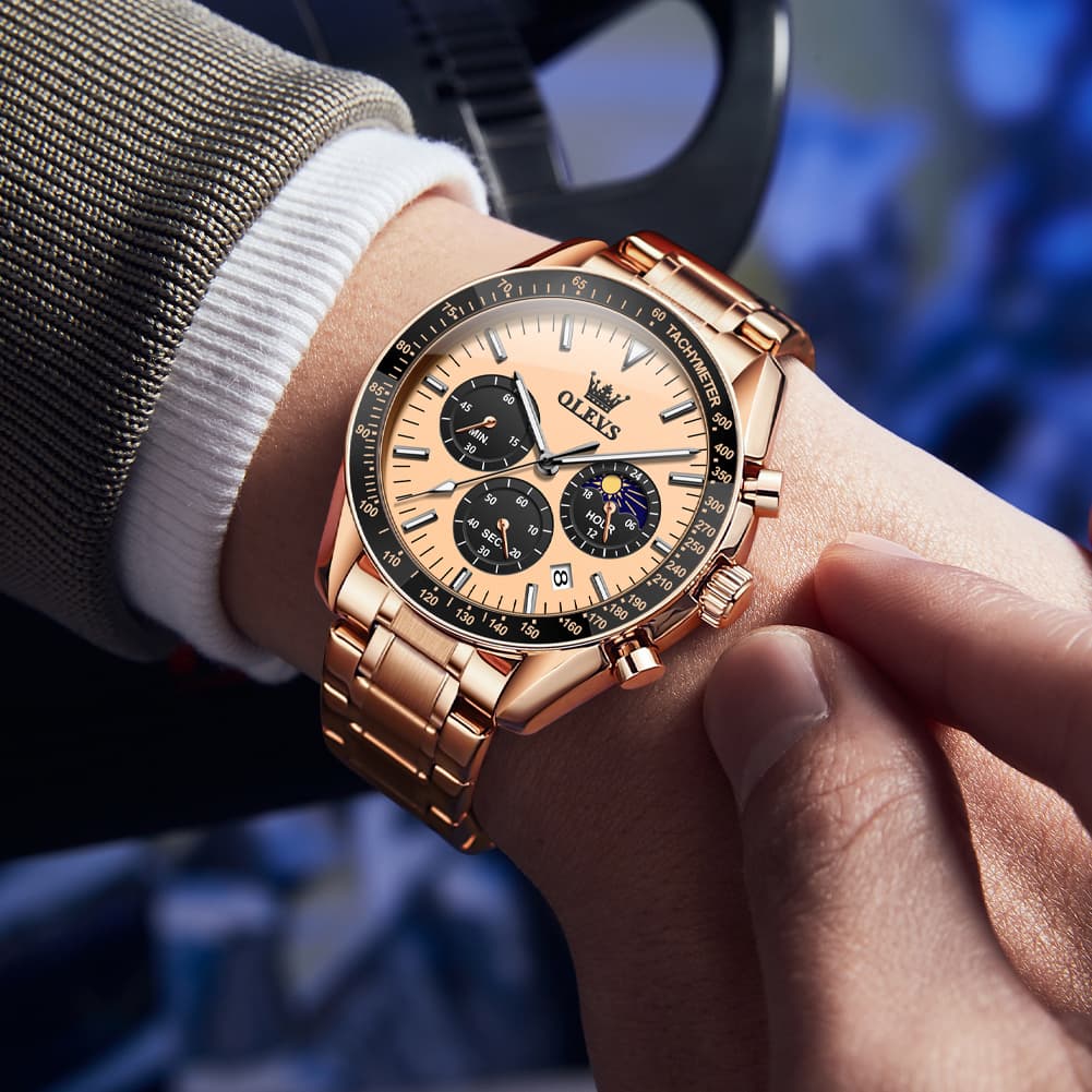 OLEVS 3618 Chronograph Moon Phase Quartz Watch for Men