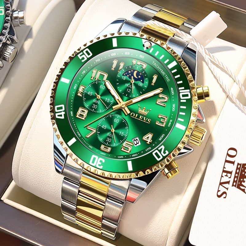 OLEVS 2926 Dive-Style Moon Phase Quartz Watch for Men