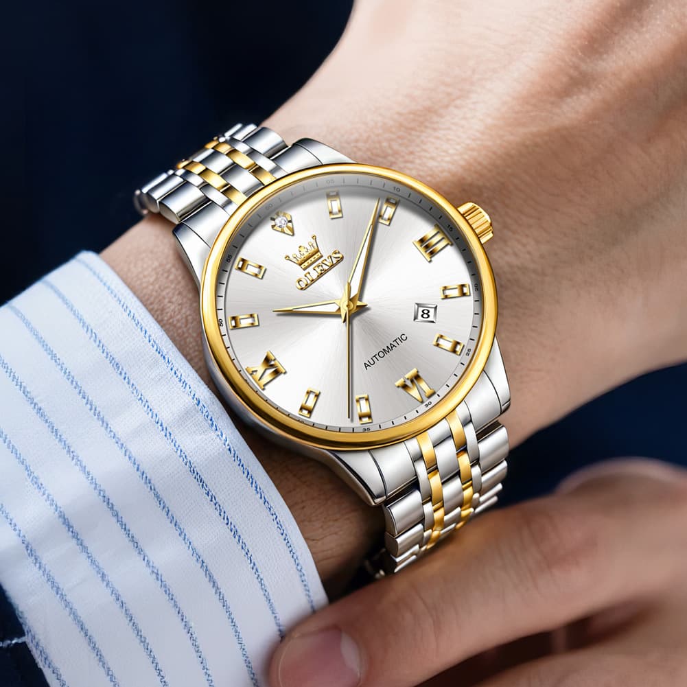 OLEVS 6723 Diamond Roman Numeral Automatic Mechanical Watch For Men