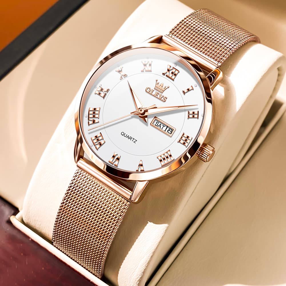 OLEVS 2920 Day Date Quartz Couples Watch Set Men Women