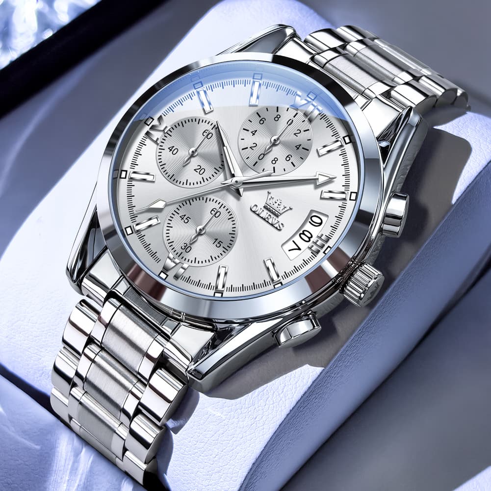 OLEVS 2987 Stainless Steel Chronograph Quartz Watch for Men