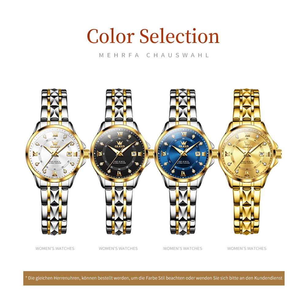 OLEVS 2906 Diamond Day Date Couples Watch Set Men Women