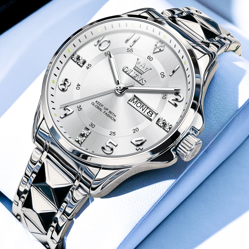 OLEVS 2910 Diamond Day Date Quartz Watch for Men