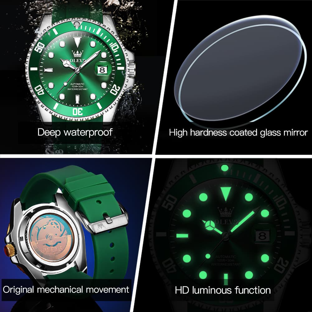 OLEVS 6650 Silicone Automatic Mechanical Dive Watch for Men
