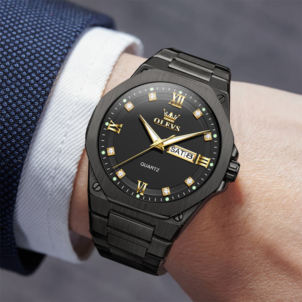 OLEVS 3736 Polygonal Diamond Quartz Watch for Men