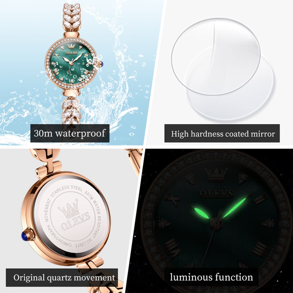 OLEVS 9971 Mermaid Bracelet Crystal Quartz Watch for Women