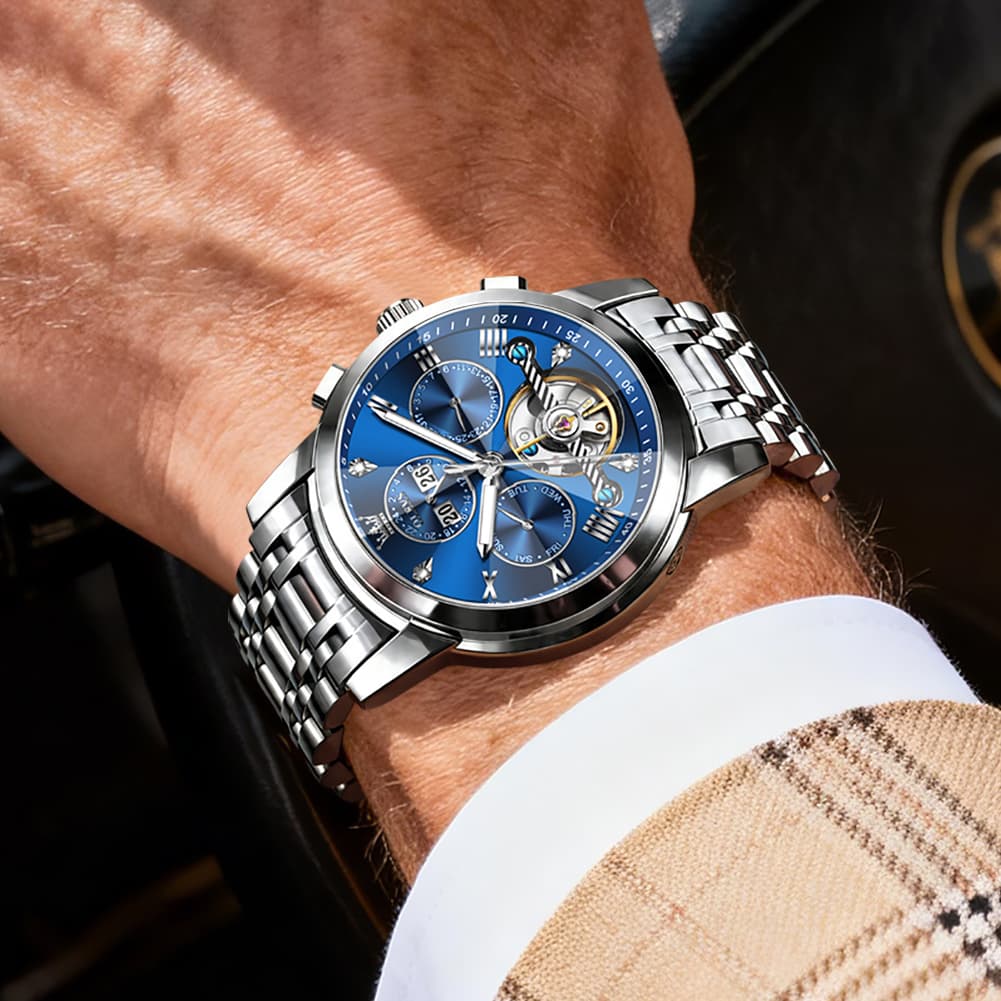 OLEVS 3D Diamond Cut Skeleton Automatic Watch 7121 for Men