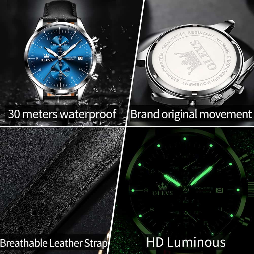 OLEVS 2880 Minimalist Slim Dress Chronograph Watch for Men