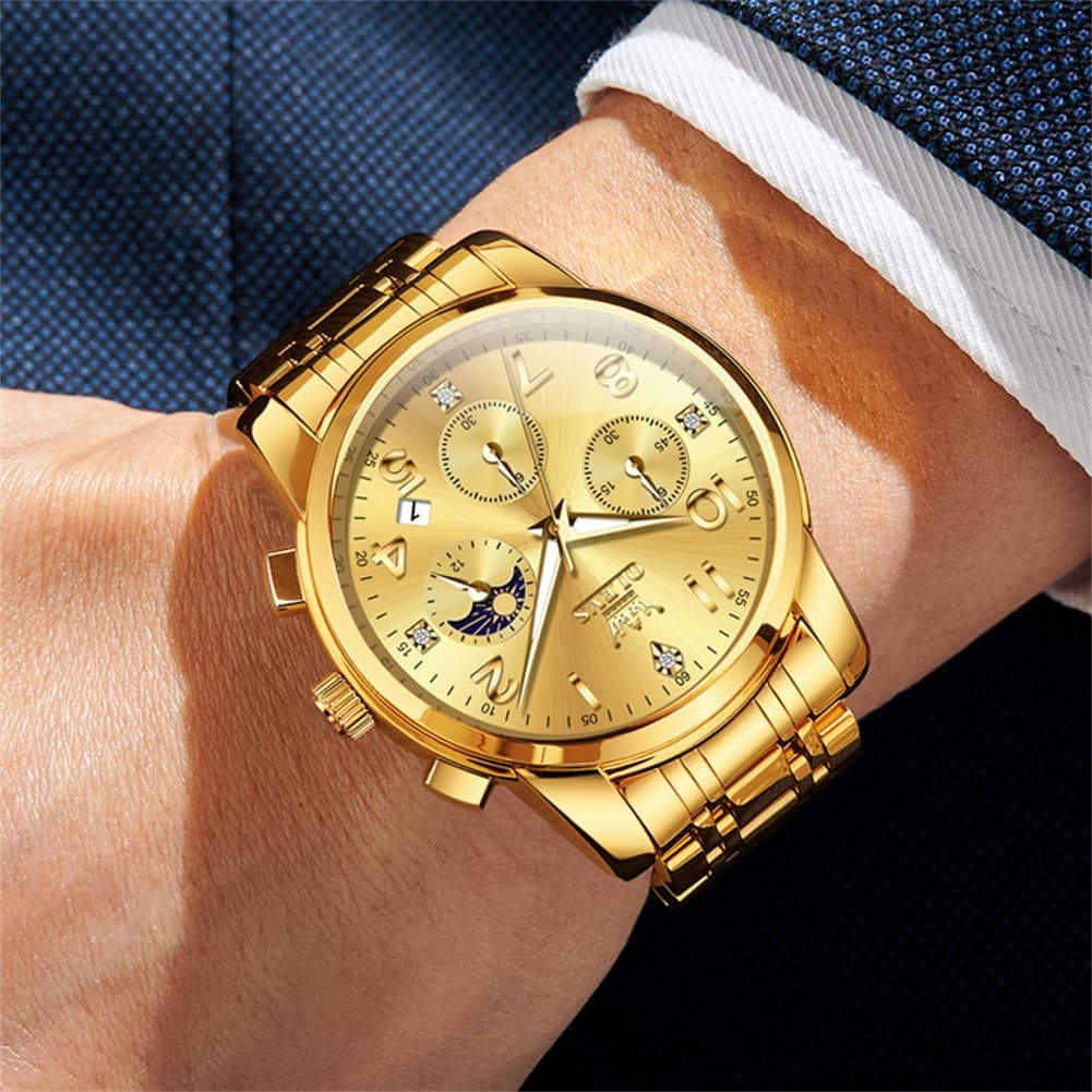 OLEVS 3628 Multifunction Moon Phase Quartz Watch for Men