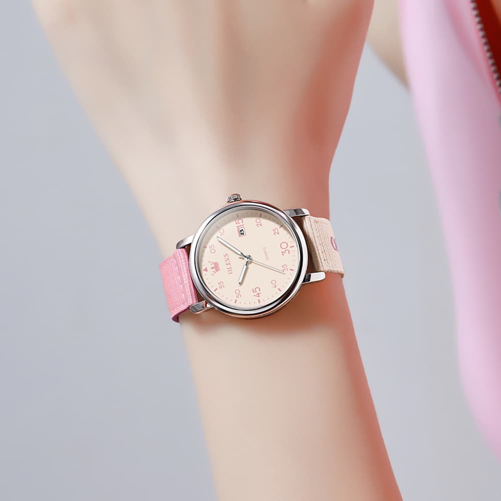 OLEVS 2997 Nylon Strap American Vintage Quartz Watch for Men and Women