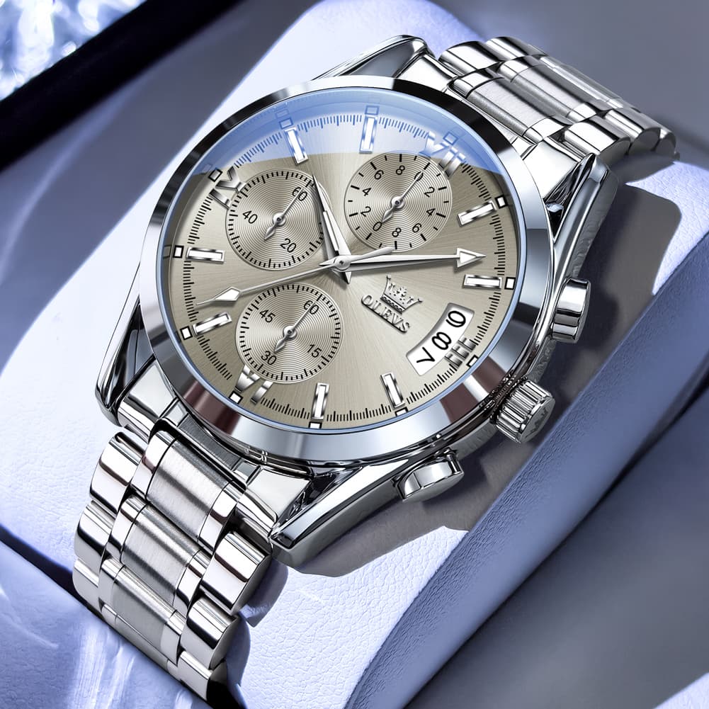 OLEVS 2987 Stainless Steel Chronograph Quartz Watch for Men