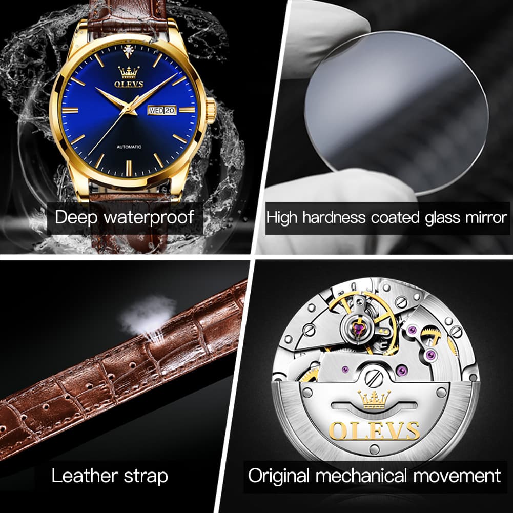 OLEVS 6629 Minimalist Day Date Mechanical Watch for Men