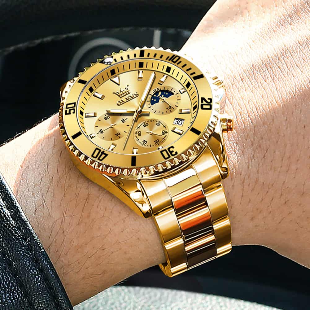 OLEVS 2870 Luxury Moon Phase Dive Chronograph Watch for Men