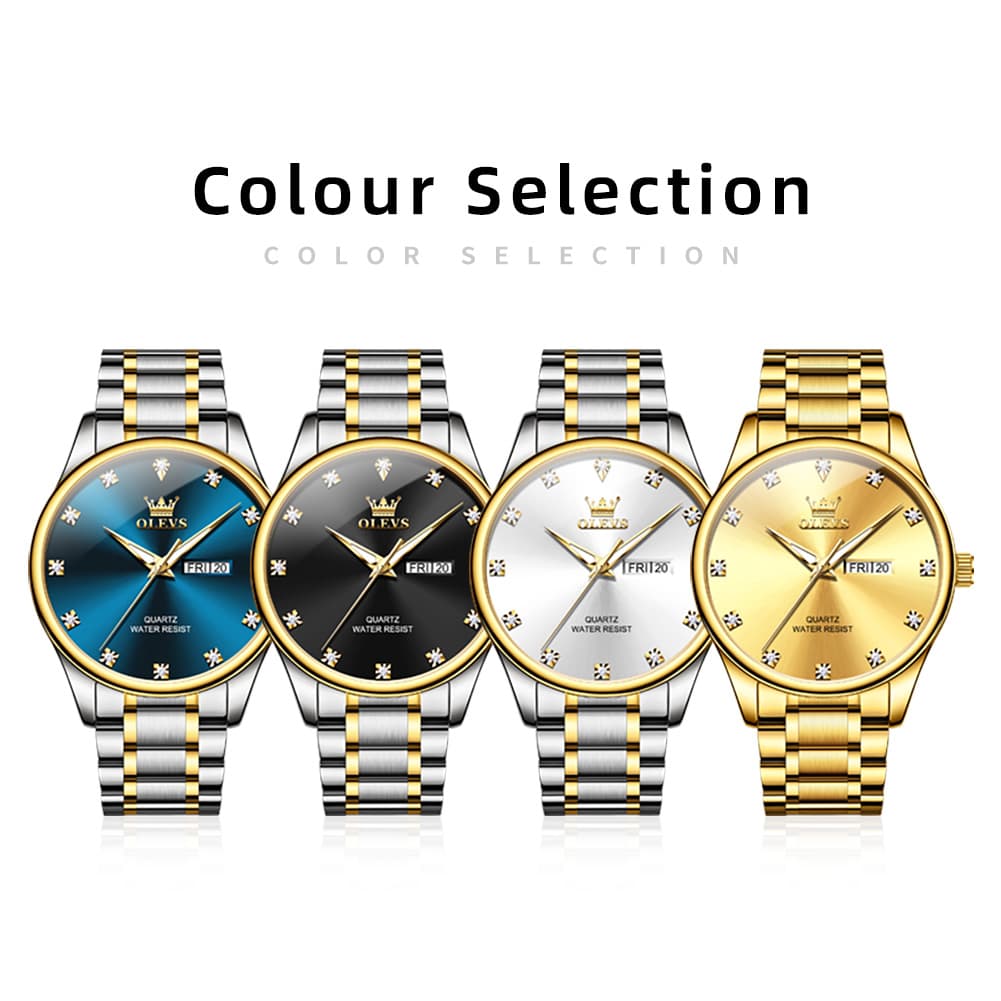 OLEVS 3612 Diamond Dial Quartz Steel Watch for Men