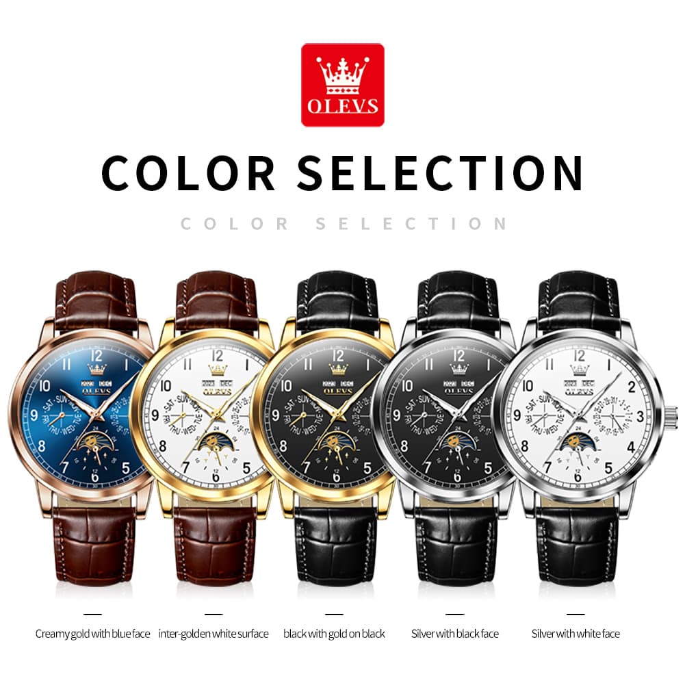 OLEVS 6698 Multifunction Moon Phase Mechanical Watch for Men