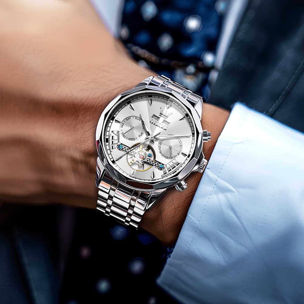OLEVS 6619 Skeleton Mechanical Watch for Men