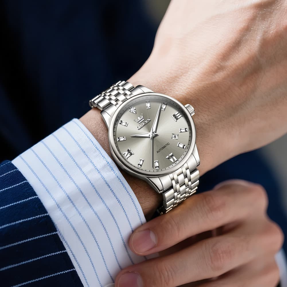 OLEVS 6723 Diamond Roman Numeral Automatic Mechanical Watch For Men