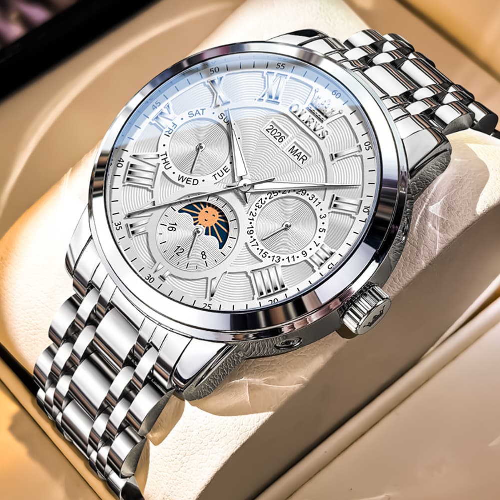 OLEVS 6785 Sun and Moon Multi Function Mechanical Watch for Men