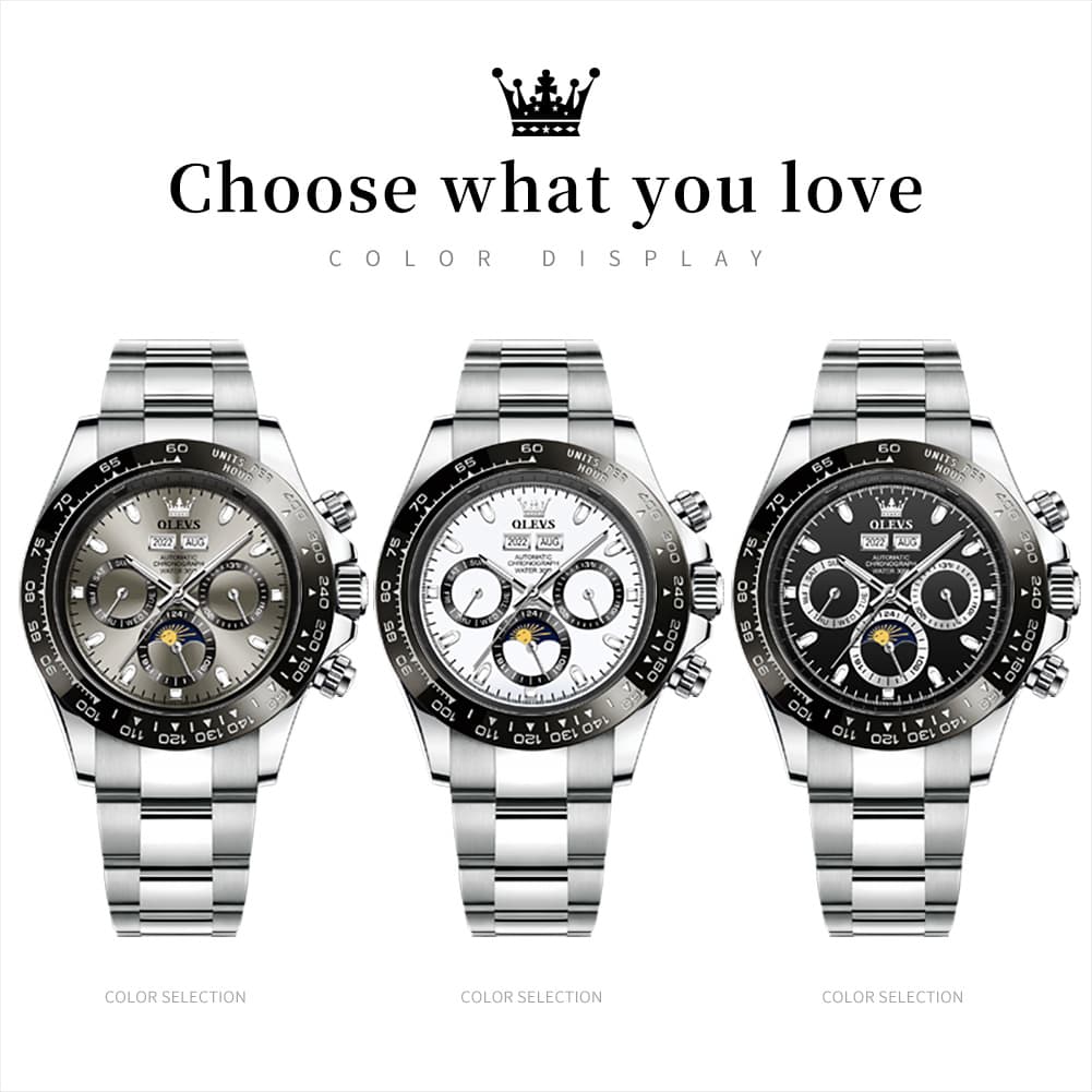 OLEVS 6654 Automatic Mechanical Moon Phase Watch for Men