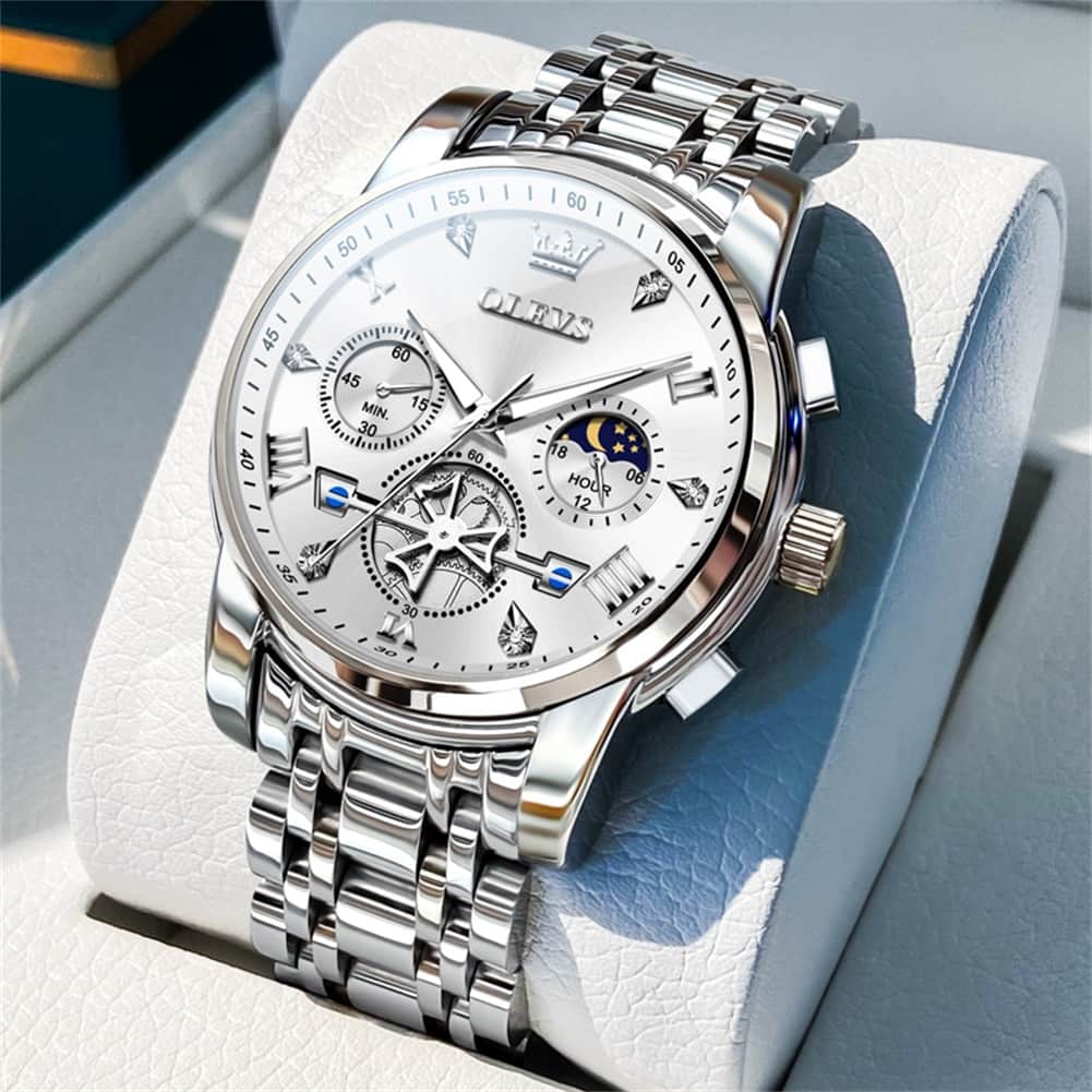 OLEVS 2856 Luxury Moon Phase Chronograph Quartz Watch for Men