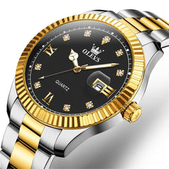 OLEVS 3623 Fluted Bezel Diamond Quartz Watch for Men