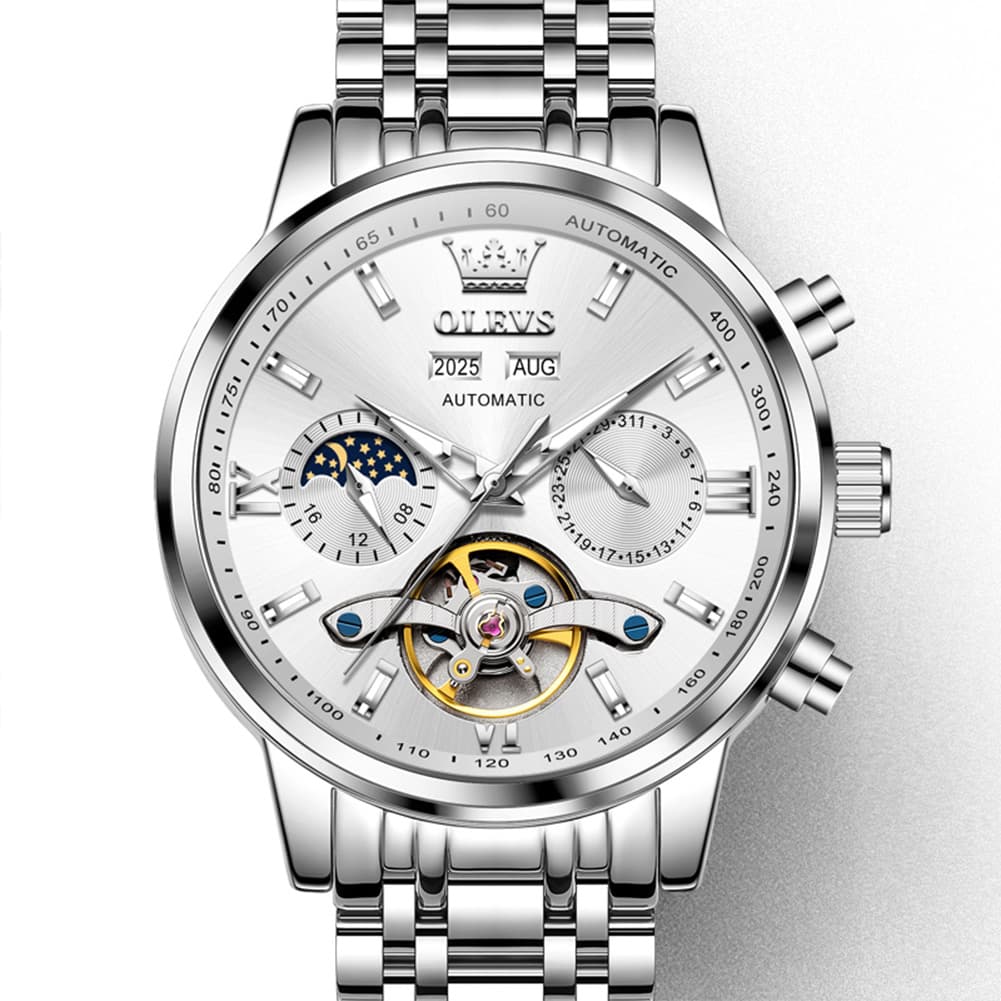 OLEVS 6740 Skeleton Flywheel Mechanical Watch for Men