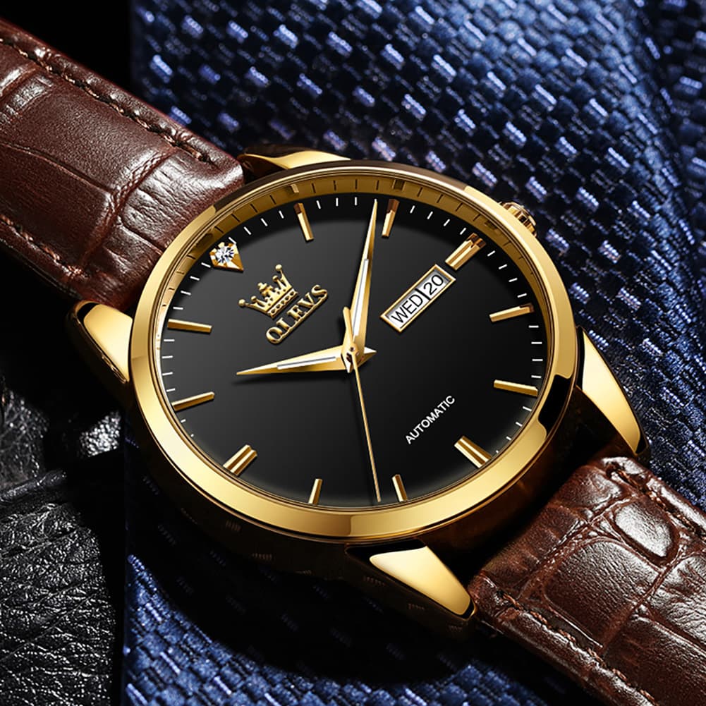 OLEVS 6629 Minimalist Day Date Mechanical Watch for Men