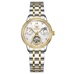 OLEVS 6750 Diamond Bezel Skeleton Mechanical Watch for Women