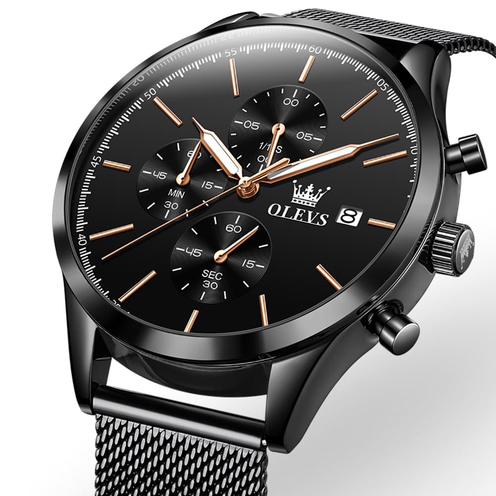 OLEVS 2881 Minimalist Milanese Chronograph Watch for Men