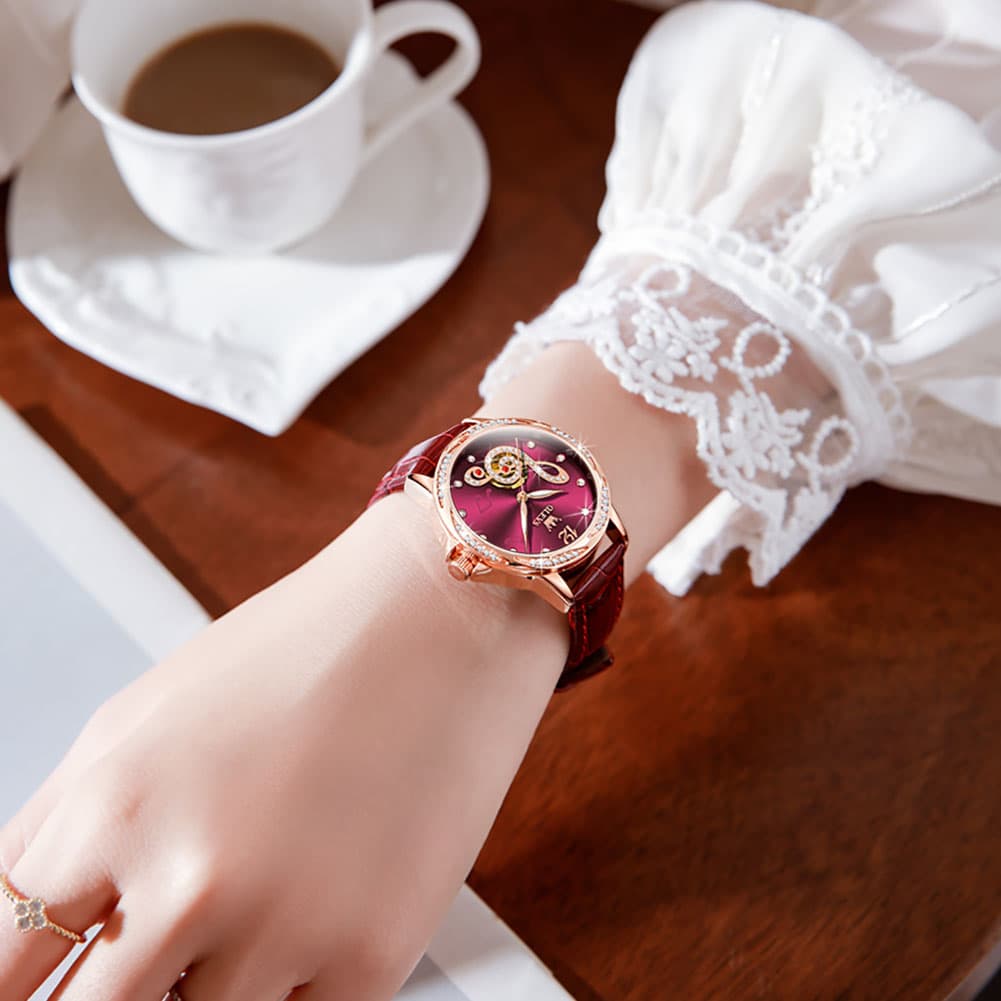 OLEVS 6656 Ceramic Mechanical Musical Note Watch for Women
