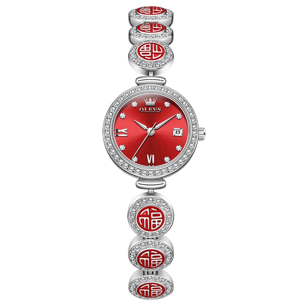 OLEVS Women Lucky Charm Watch Petite Diamond Bracelet Date Quartz 5630