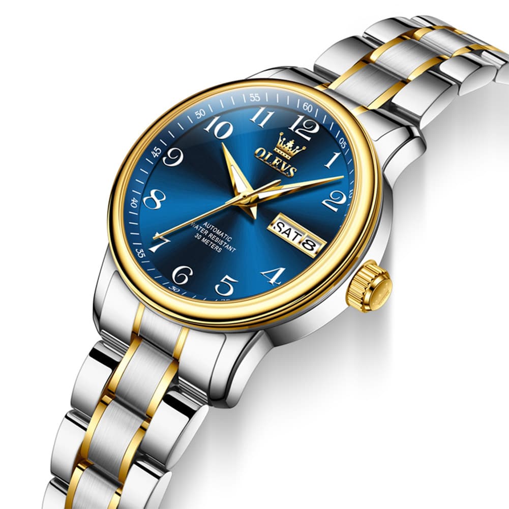 OLEVS 7072 Arabic Numeral Dual Calendar Automatic Watch For Women