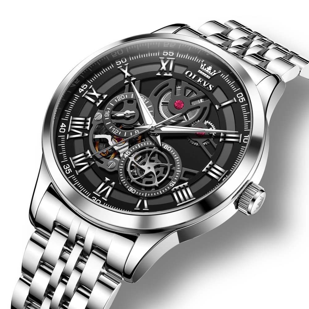OLEVS 7076 Double Open Heart Automatic Watch For Men