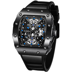 OLEVS 3602 Tonneau Skeleton Quartz Watch for Men