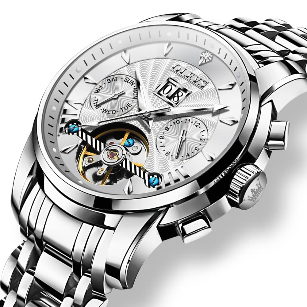 OLEVS Open Heart Multifunction Automatic Mechanical Watch 9965 Big Date for Men