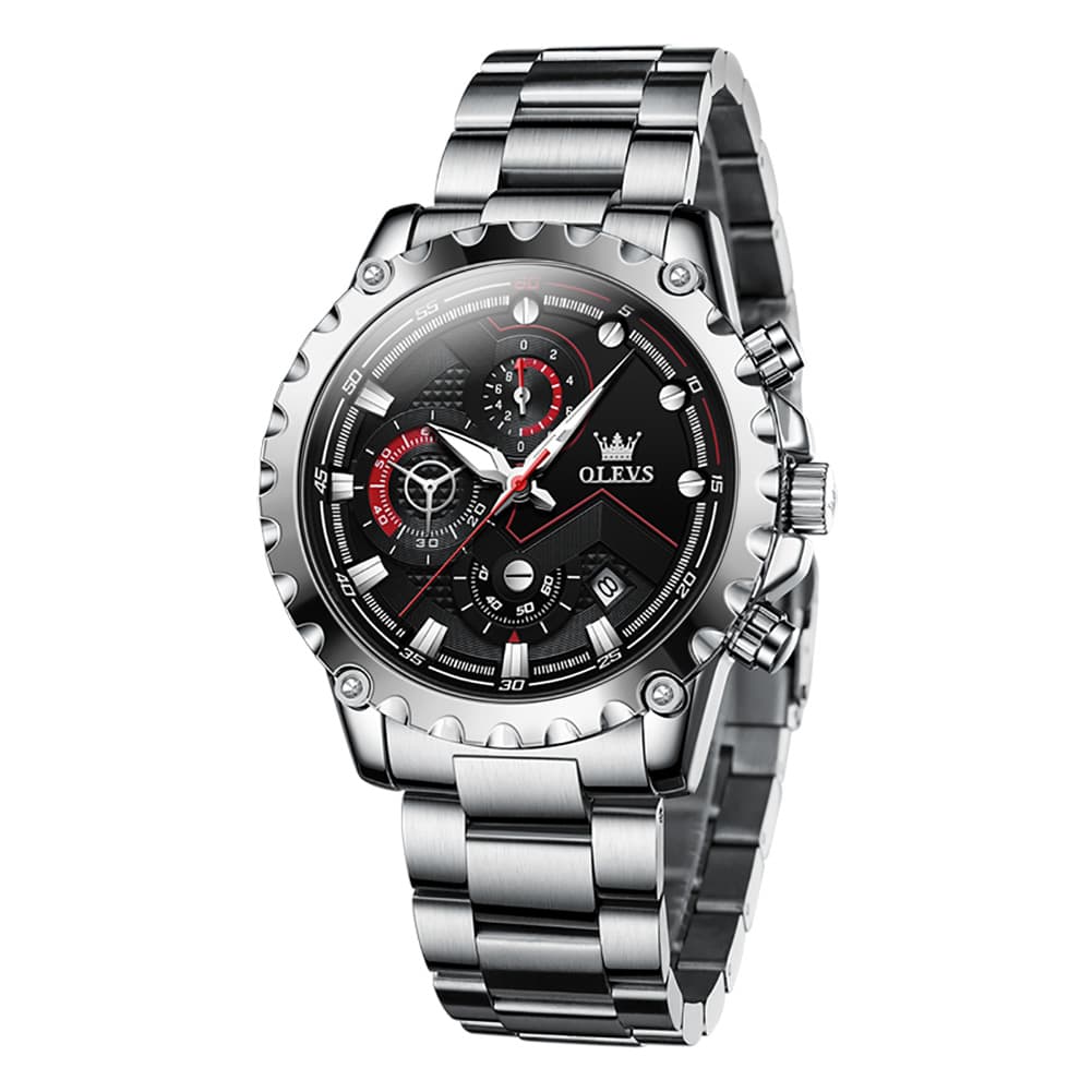 OLEVS 2873 Bold Rivet Bezel Racing Chronograph Watch for Men
