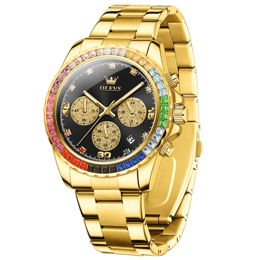 OLEVS 2939 Rainbow Bezel Chronograph Quartz Watch for Men