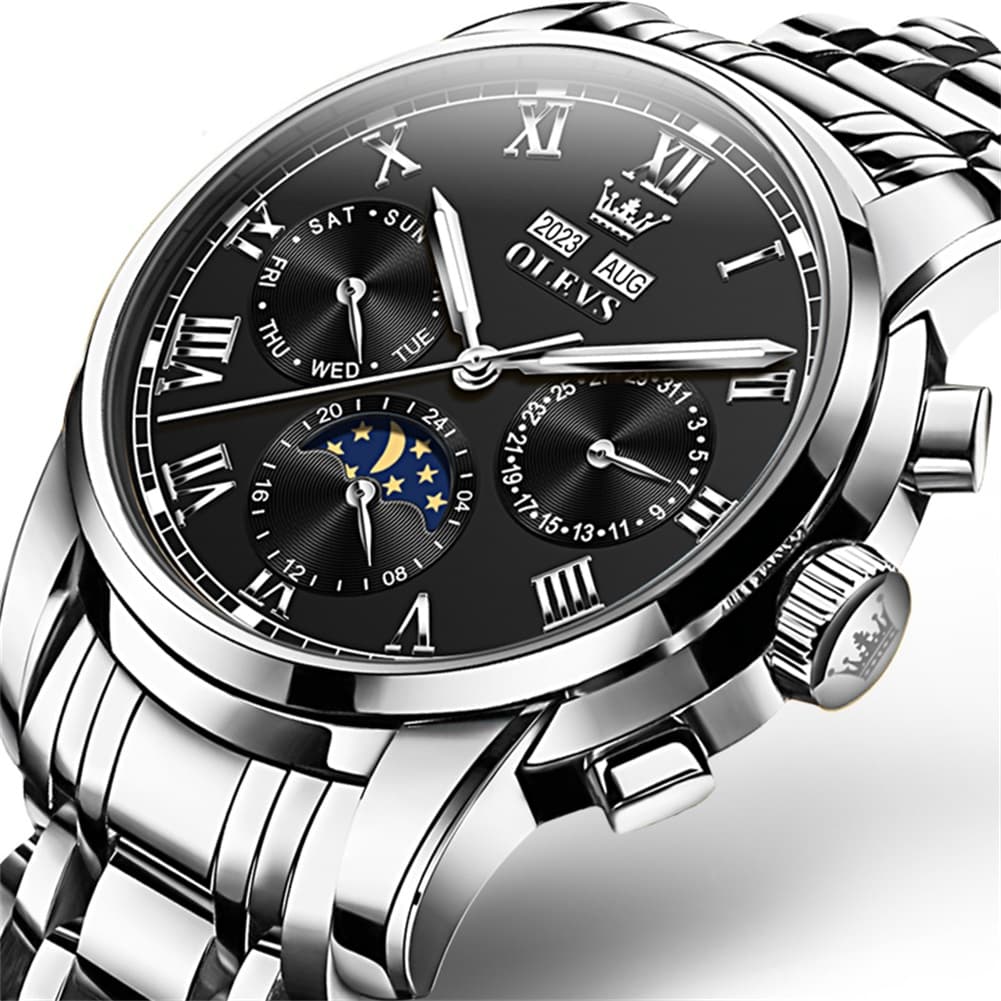 OLEVS 6692 Automatic Moon Phase Multifunction Steel Watch for Men