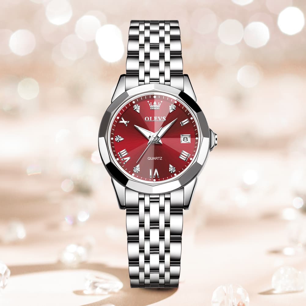 OLEVS 9931 Elegant Diamond Stainless Steel Quartz Watch for Women