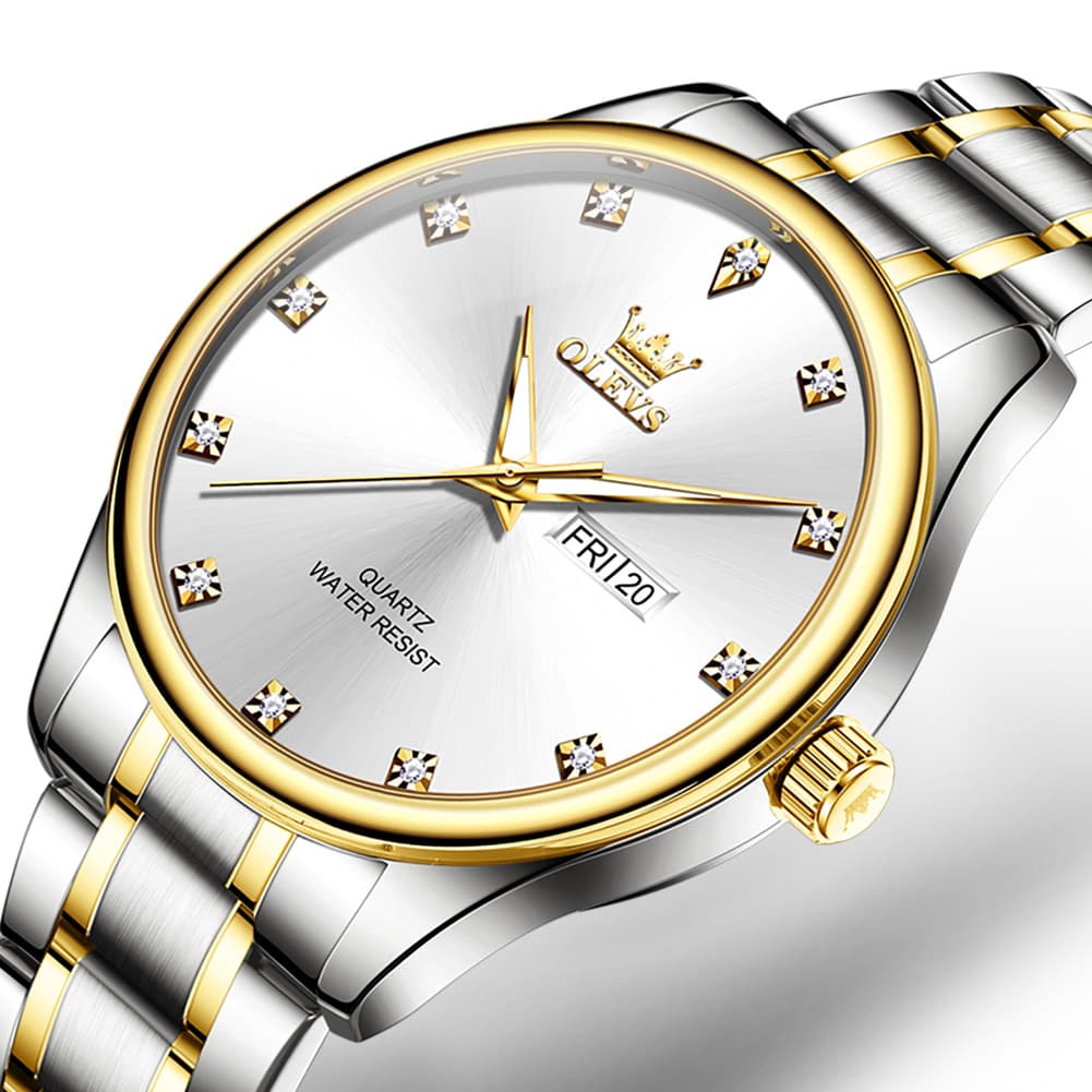 OLEVS 3612 Diamond Dial Quartz Steel Watch for Men