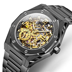 OLEVS 6669 Stainless Steel Octagonal Skeleton Watch for Men