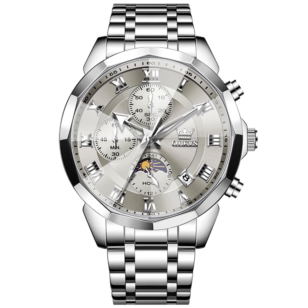 OLEVS 3675 Quartz 3D Rhombic Roman Chronograph Watch For Men