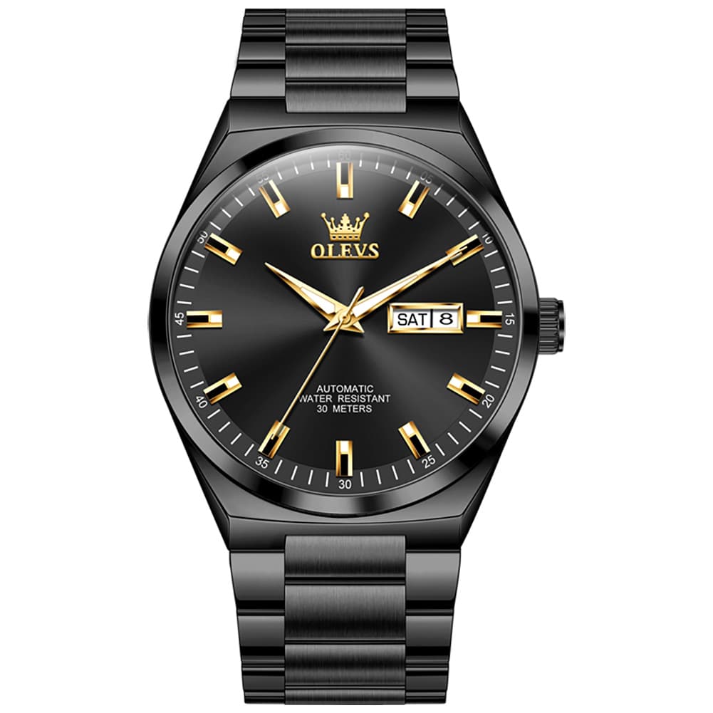 OLEVS Integrated Bracelet Automatic Day Date Watch 9907 for Men