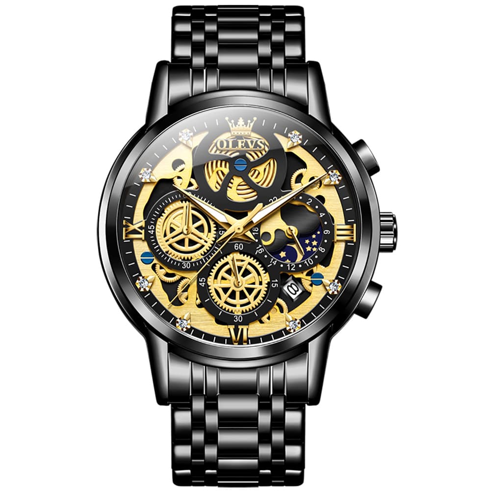 OLEVS 9947 Hollow Skeleton Chronograph Steel Watch for Men