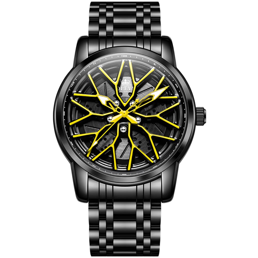 OLEVS 3701 Racing Wheel Openwork Sport Mens Quartz Watch