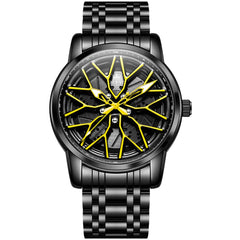 OLEVS 3701 Racing Wheel Openwork Sport Mens Quartz Watch