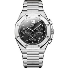 OLEVS 3626 Octagonal Chronograph Quartz Steel Watch for Men