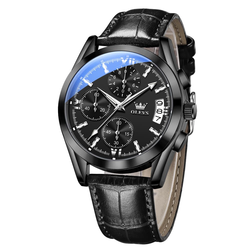 OLEVS 2987 Ultra-Light Leather Chronograph Quartz Watch for Men