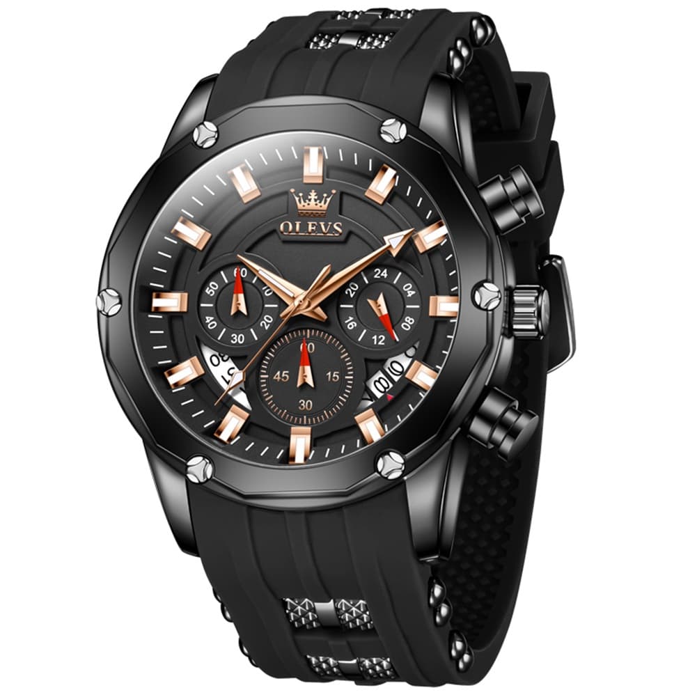 OLEVS 9991 Bold Chronograph Racing Silicone Watch for Men